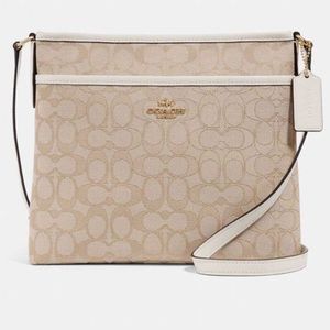 NWT Coach Signature File Crossbody khaki/chalk